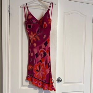 Sue Wong Pink and Orange Asymmetrical Dress